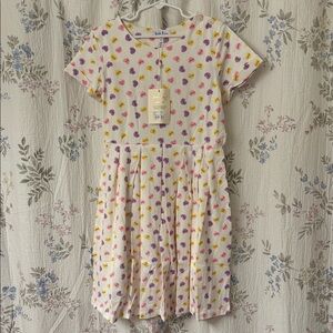Rachel Riley White Kids Dress with Pink & Yellow Sweet Hearts Print